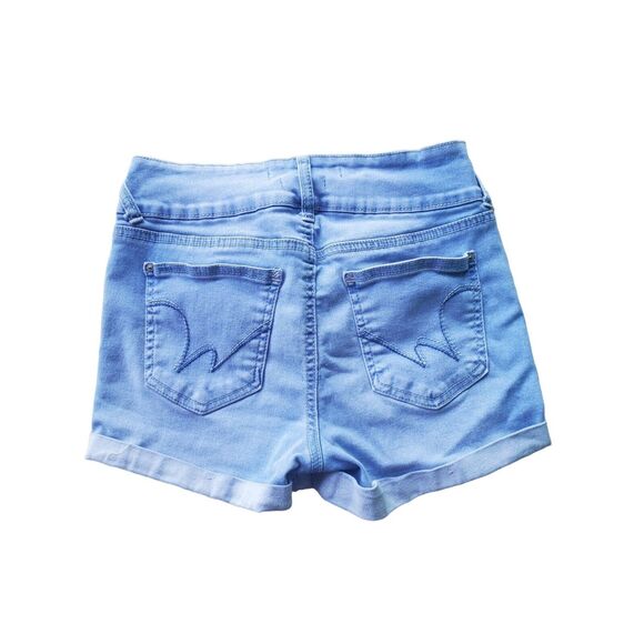 Wallflower Shorts 7 Juniors Ultra Fit Denim Light Wash Cuffed Mid Rise Summer - Picture 3 of 4